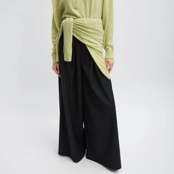 Tibi Tropical Wool Walker Wide Leg Pant in Black - Picture 8 of 8